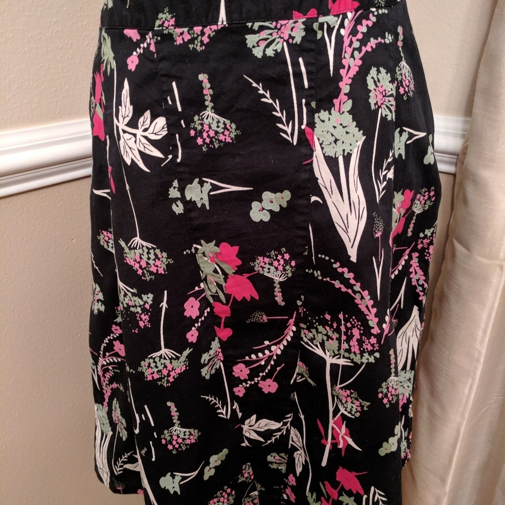 Black Skirt with Pink and Green Design
